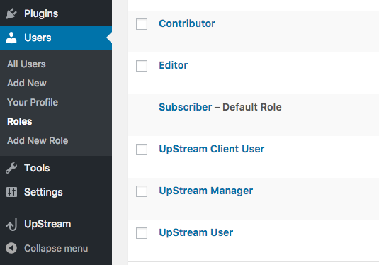 Editing user roles in UpStream