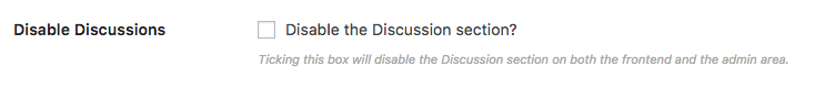 disable discussions in the UpStream plugin