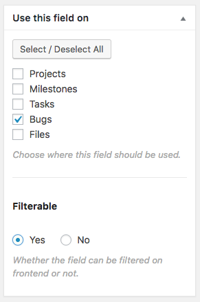 Options for a new sub-task field