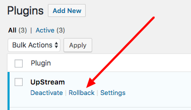 rolling back a WordPress plugin with WP Rollback